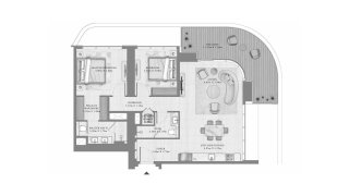 Apartment floor plan, 2 bedrooms in SEAPOINT RESIDENCES No. 11007